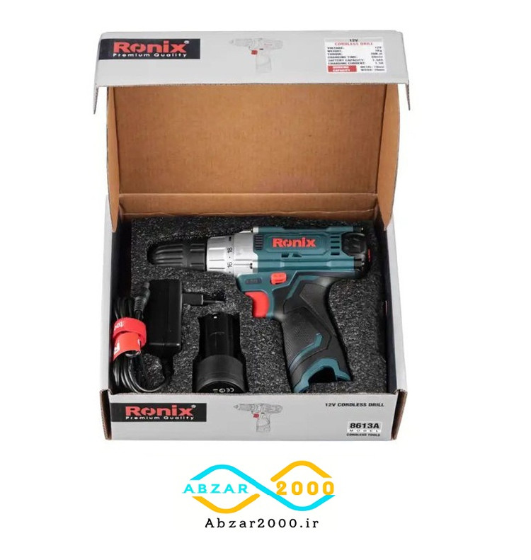 دریل شارژی ۱۲ ولت تک باتری رونیکس مدل RONIX 8613A